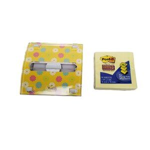 Post-it Pop Up Note Dispenser with Yellow Notes Desk Organizer Floral Office
